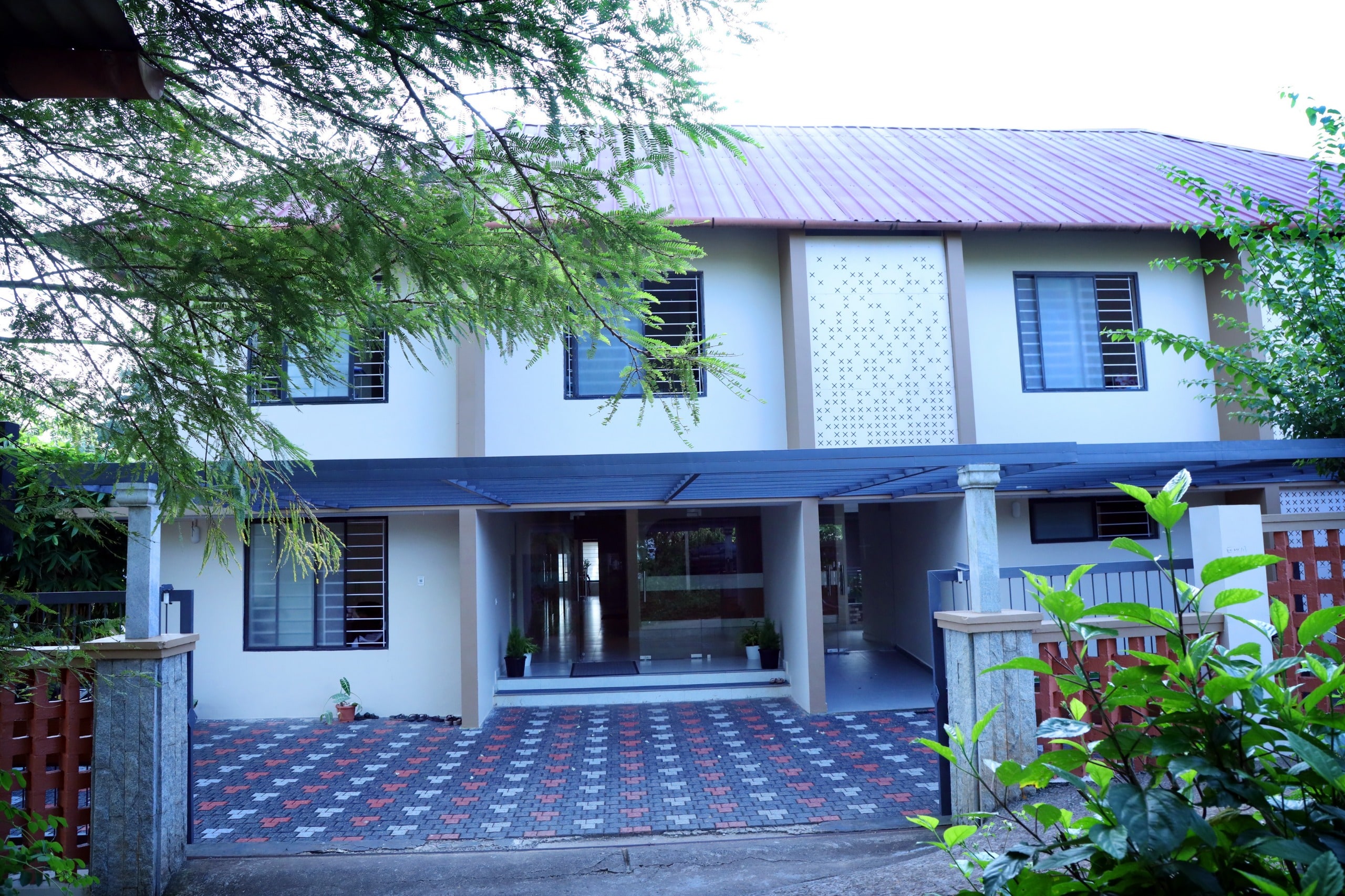 Main building facade and driveway